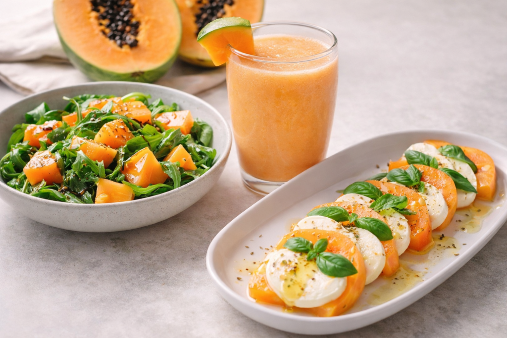 파파야 멜론과 신선한 샐러드